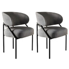 Chaise de salle à manger contemporaine grise rembourrée avec structure en métal