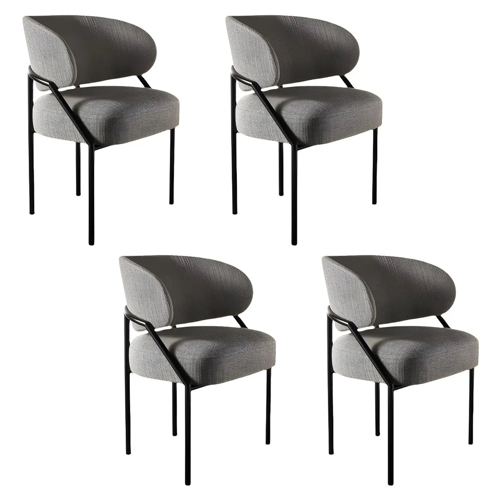 Chaise de salle à manger contemporaine grise rembourrée avec structure en métal