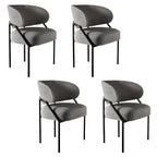 Chaise de salle à manger contemporaine grise rembourrée avec structure en métal