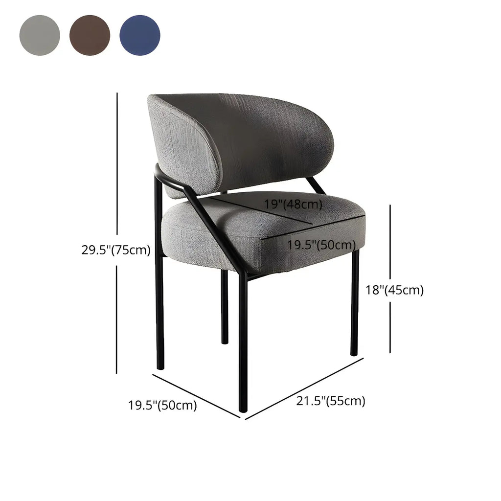 Chaise de salle à manger contemporaine grise rembourrée avec structure en métal