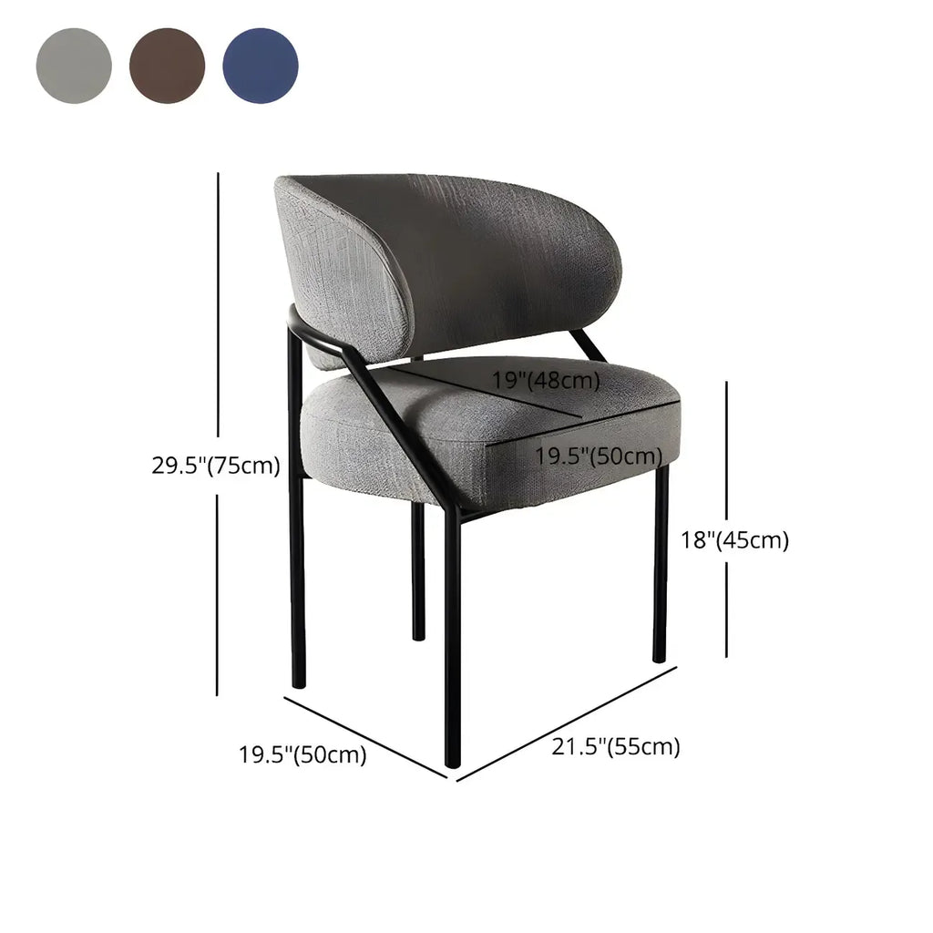 Chaise de salle à manger contemporaine grise rembourrée avec structure en métal
