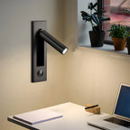 Applique murale moderne en métal avec LED et interrupteur, idéale pour la lecture dans la chambre.