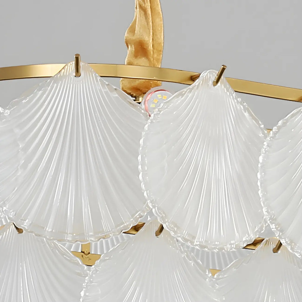 Lustre moderne en verre doré pour îlot central, avec 8 lumières