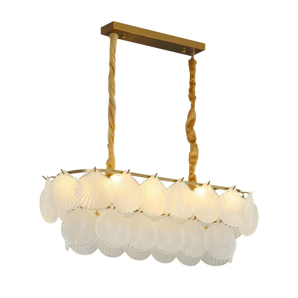 Lustre moderne en verre doré pour îlot central, avec 8 lumières