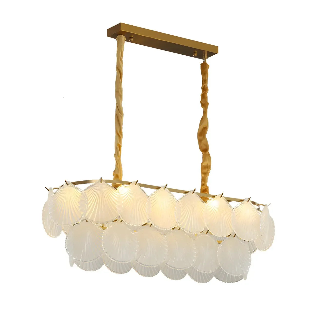 Lustre moderne en verre doré pour îlot central, avec 8 lumières