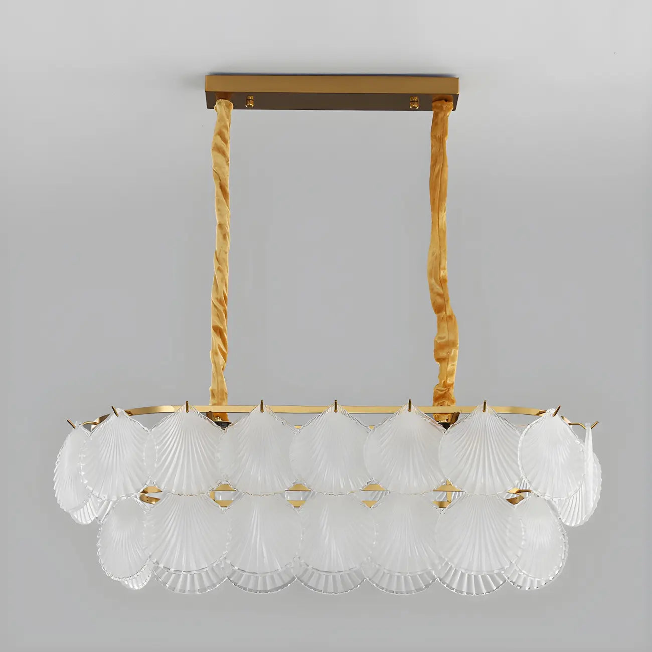 Lustre moderne en verre doré pour îlot central, avec 8 lumières