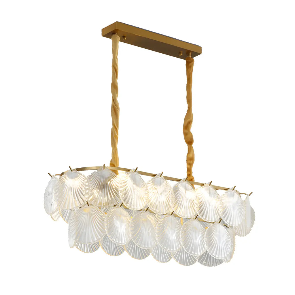 Lustre moderne en verre doré pour îlot central, avec 8 lumières