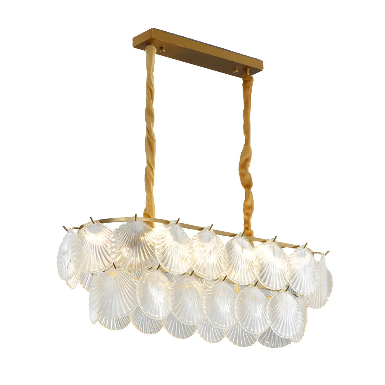 Lustre moderne en verre doré pour îlot central, avec 8 lumières