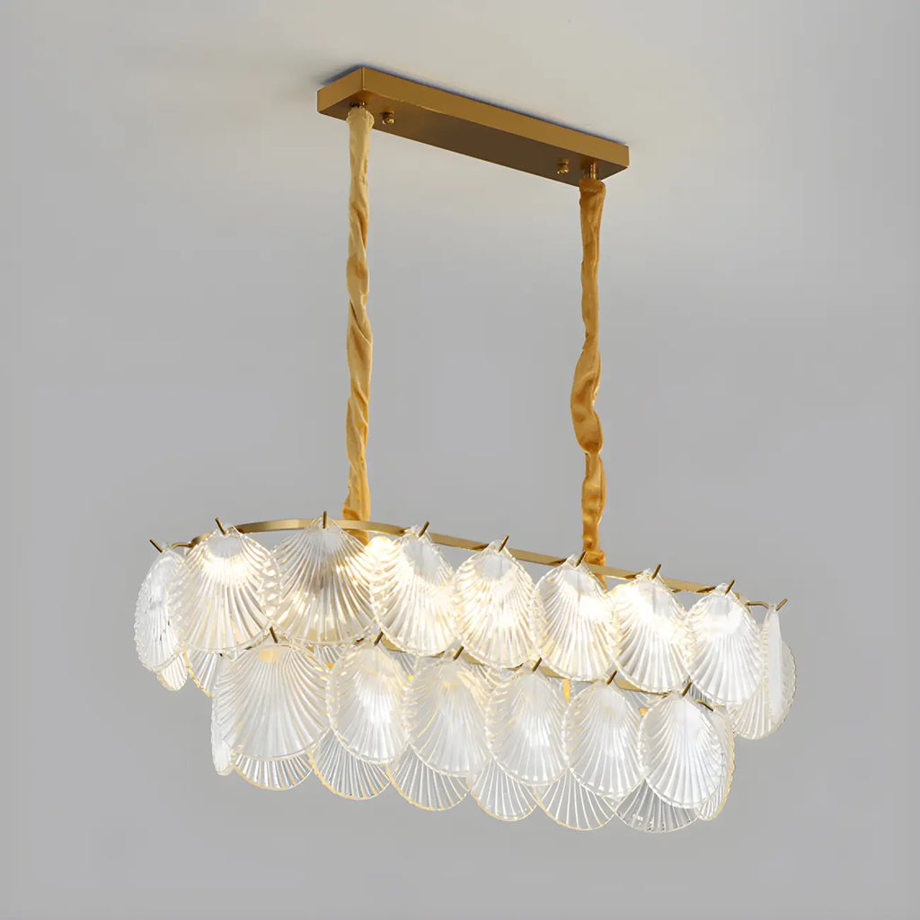 Lustre moderne en verre doré pour îlot central, avec 8 lumières