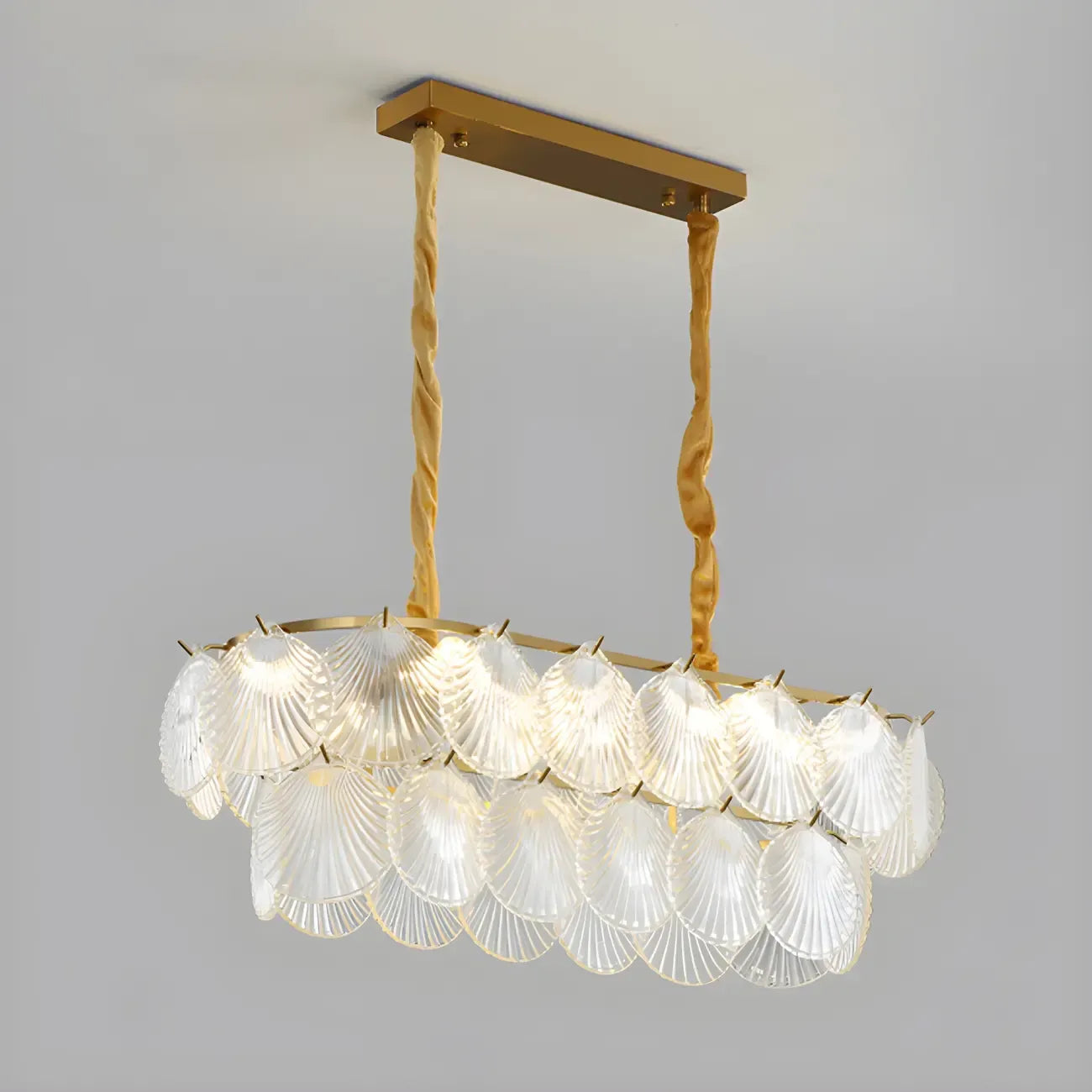 Lustre moderne en verre doré pour îlot central, avec 8 lumières
