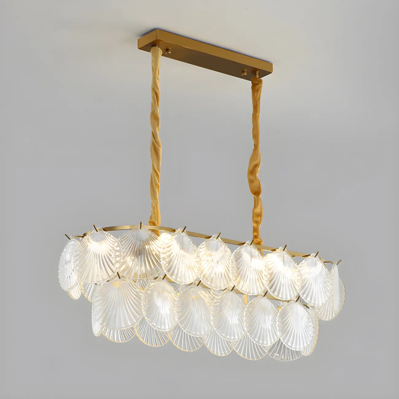 Lustre moderne en verre doré pour îlot central, avec 8 lumières