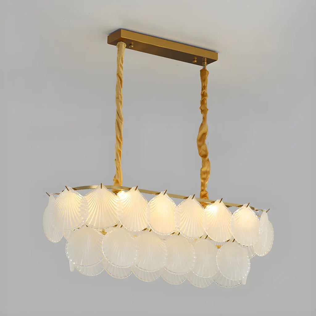 Lustre moderne en verre doré pour îlot central, avec 8 lumières
