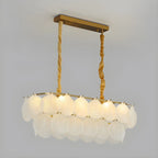 Lustre moderne en verre doré pour îlot central, avec 8 lumières