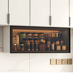 Vitrine de cuisine suspendue en métal gris et verre
