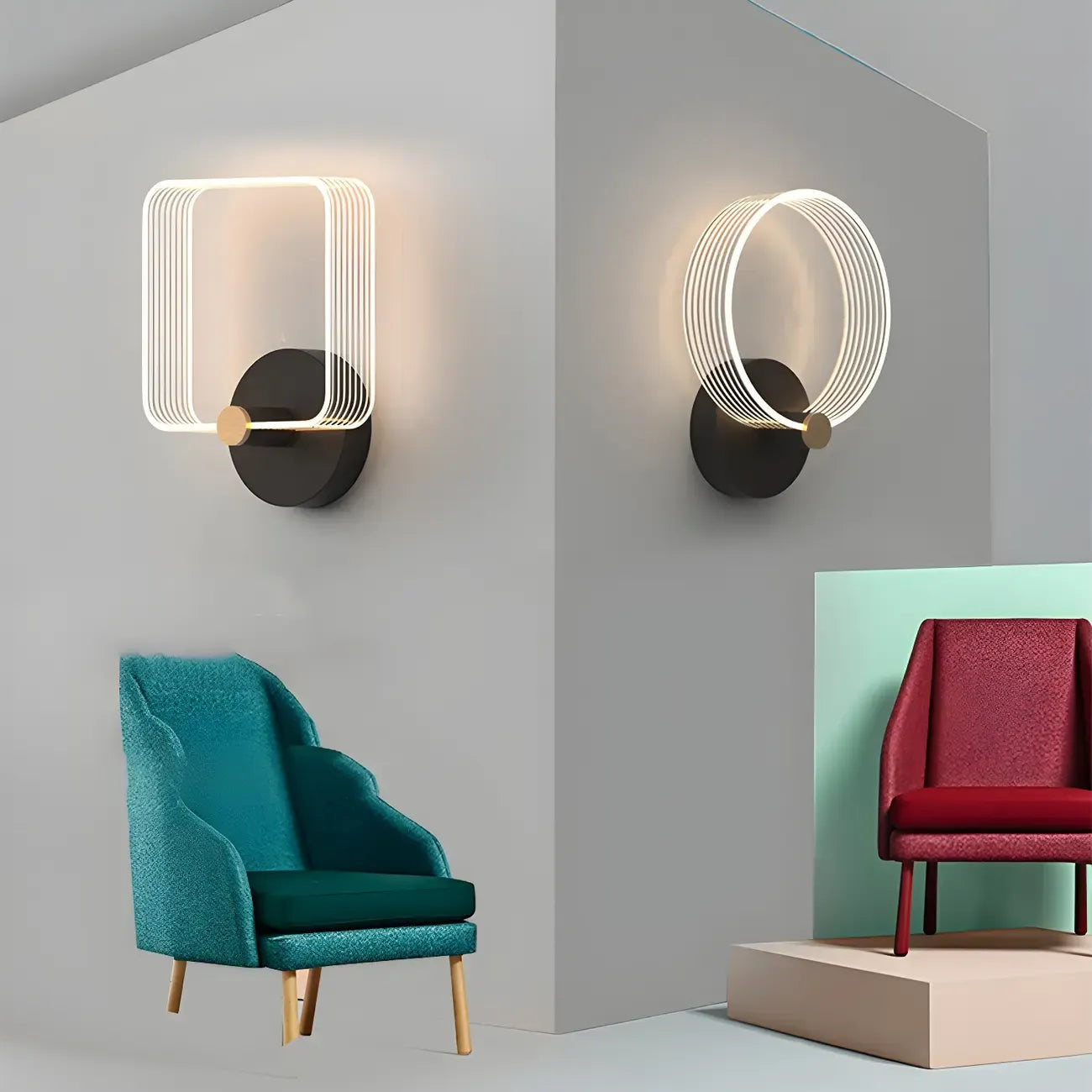 Applique murale LED géométrique minimaliste pour espaces intérieurs