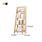 Bibliothèque minimaliste en bois avec échelle et rangement, couleur noyer
