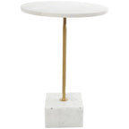 Table d'appoint géométrique en marbre avec support rectangulaire en métal doré - Blanc - Roche River Decor