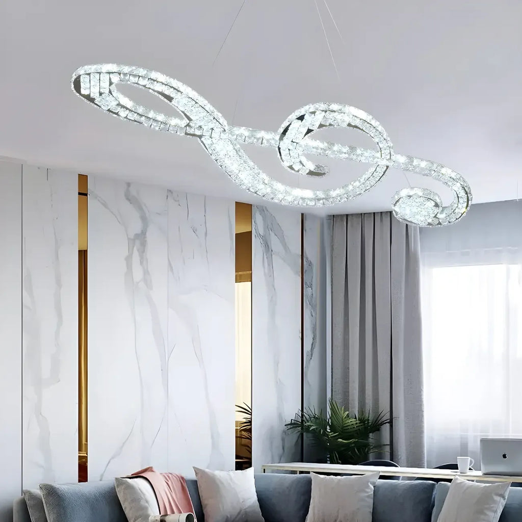 Suspension îlot à 2 lumières en cristal moderne et artistique