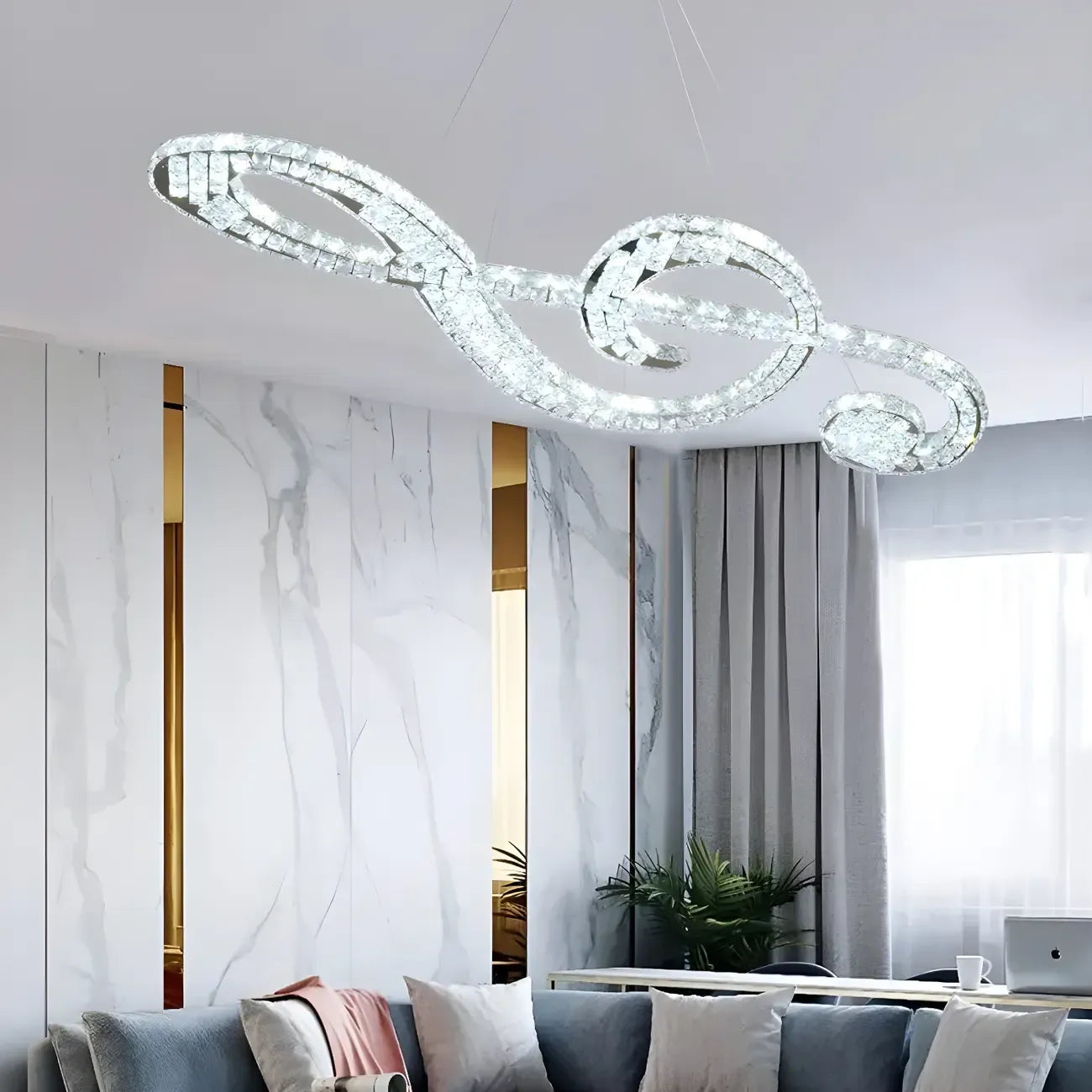 Suspension îlot à 2 lumières en cristal moderne et artistique