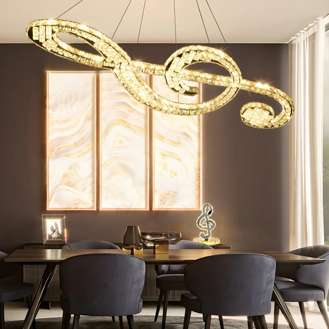 Suspension îlot à 2 lumières en cristal moderne et artistique