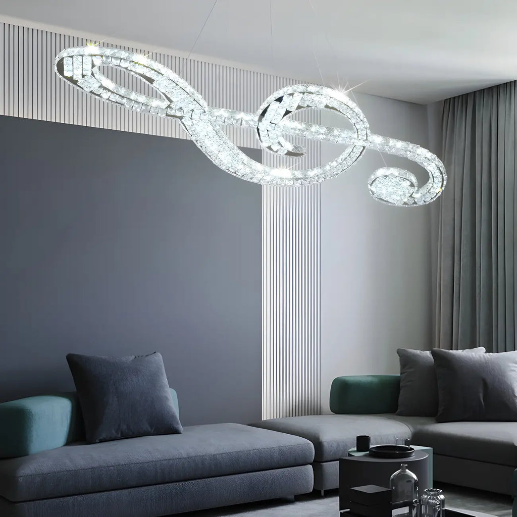 Suspension îlot à 2 lumières en cristal moderne et artistique