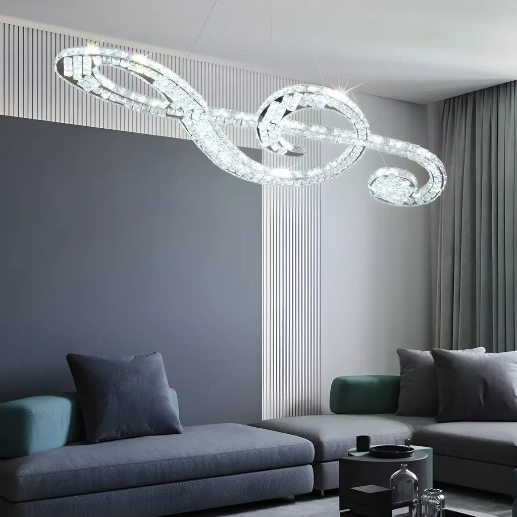 Suspension îlot à 2 lumières en cristal moderne et artistique