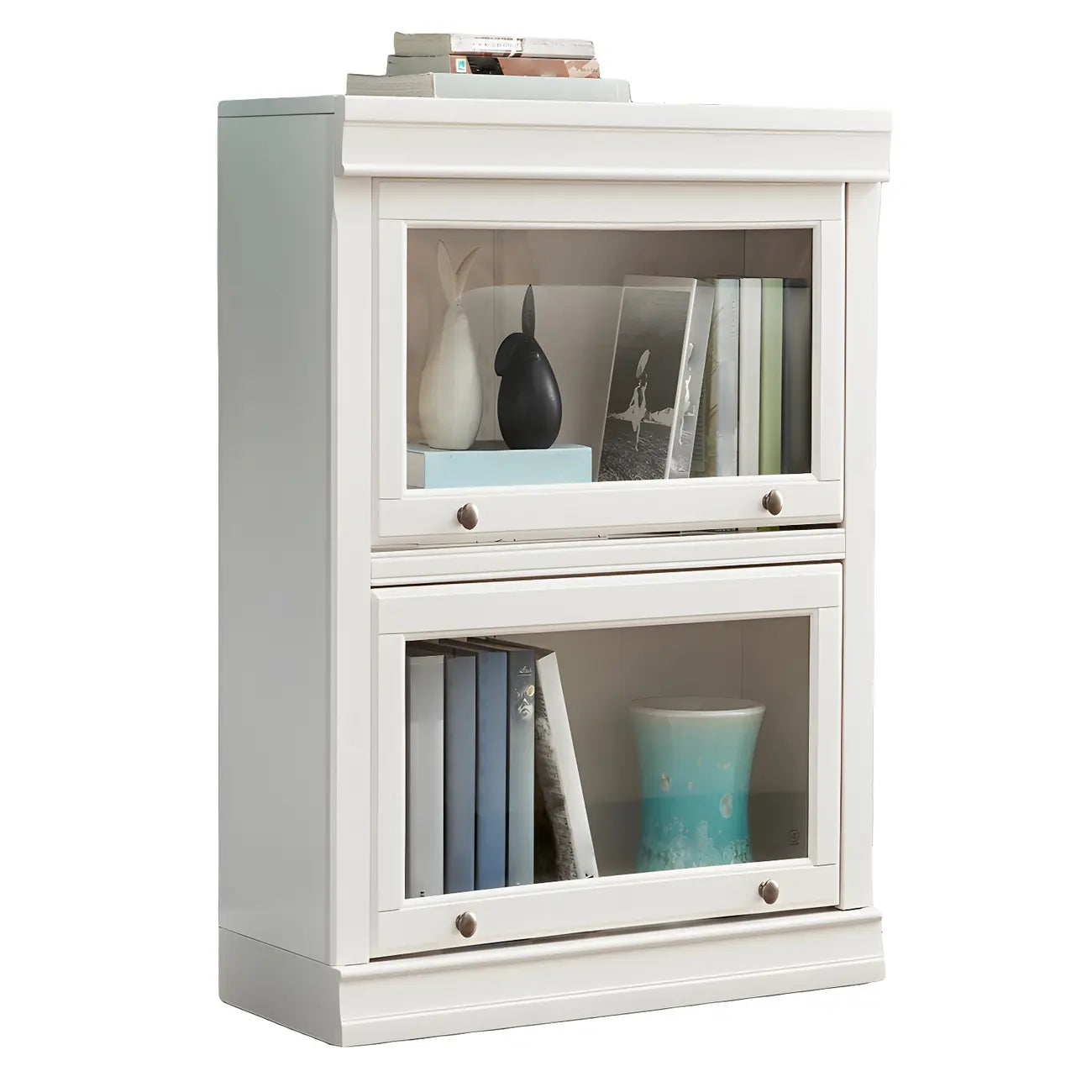 Libreria verticale contemporanea in legno bianco a 3 ripiani