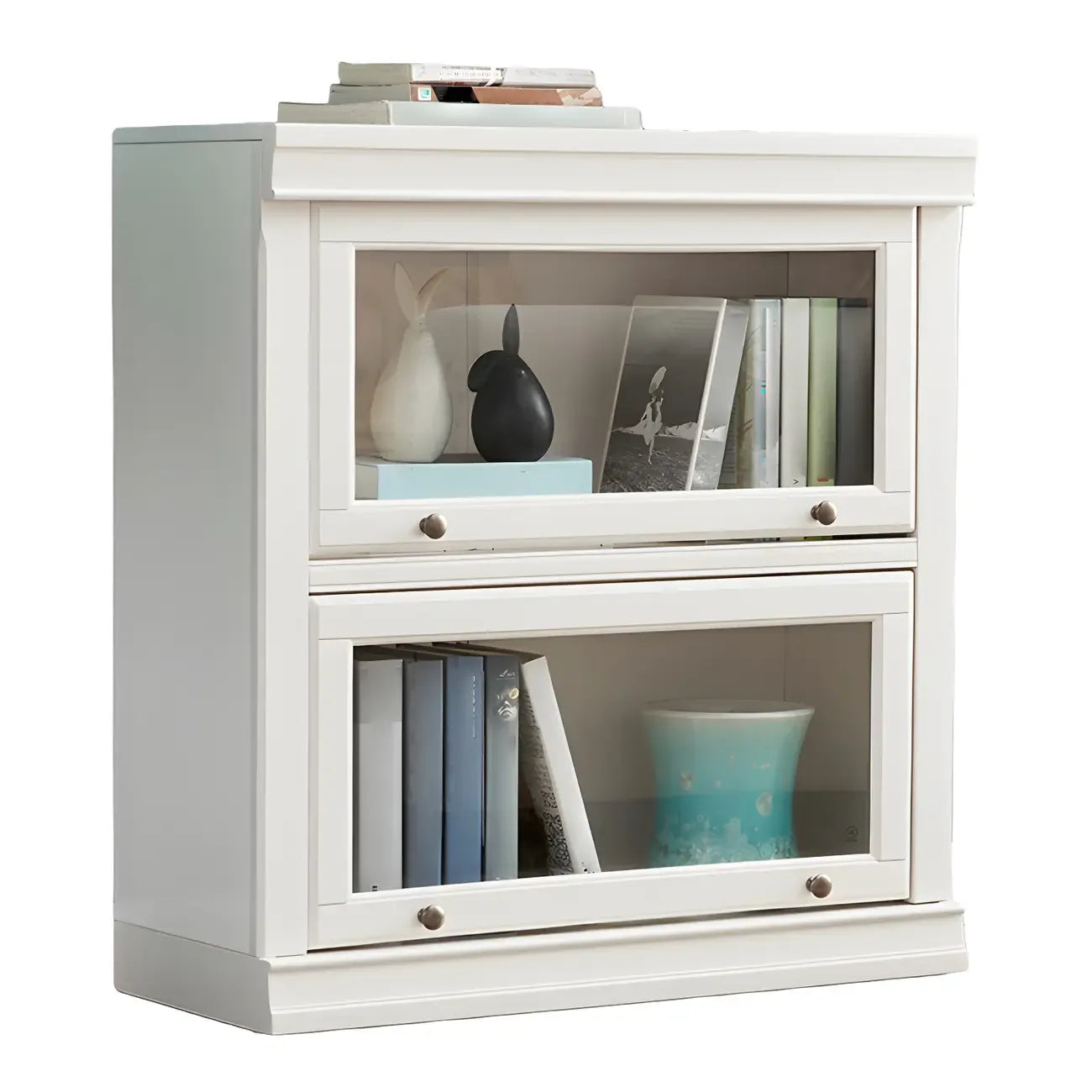 Libreria verticale contemporanea in legno bianco a 3 ripiani