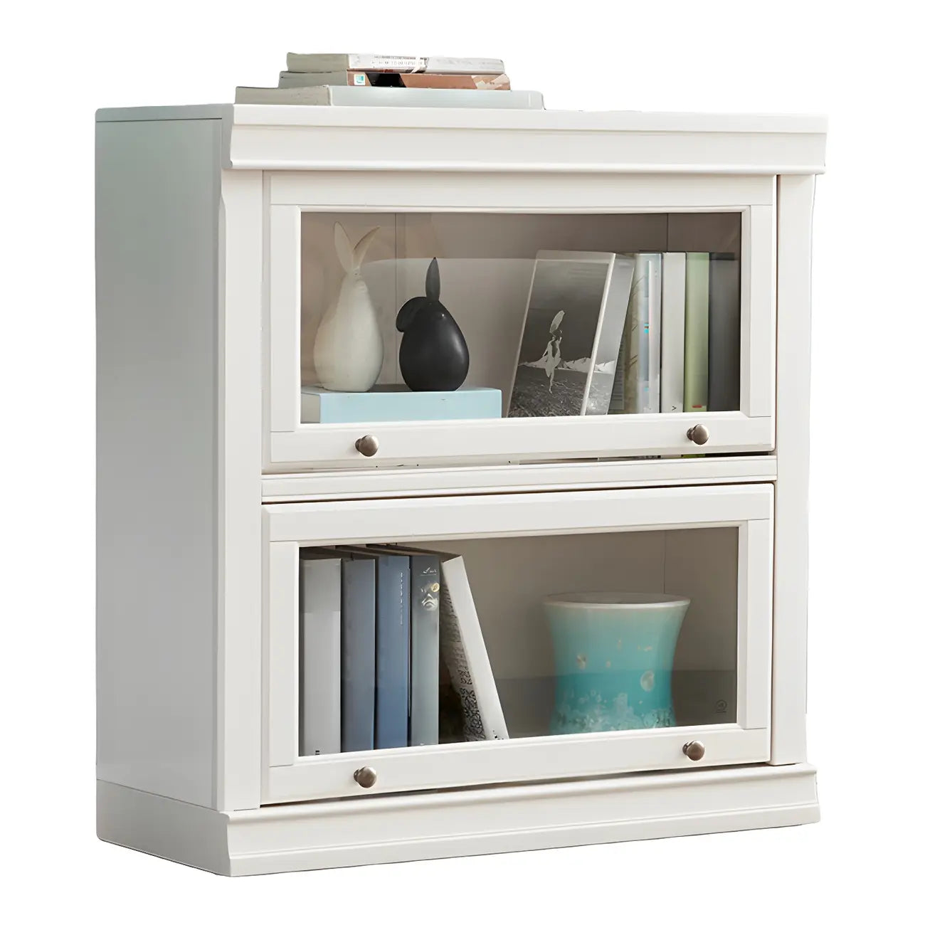 Libreria verticale contemporanea in legno bianco a 3 ripiani
