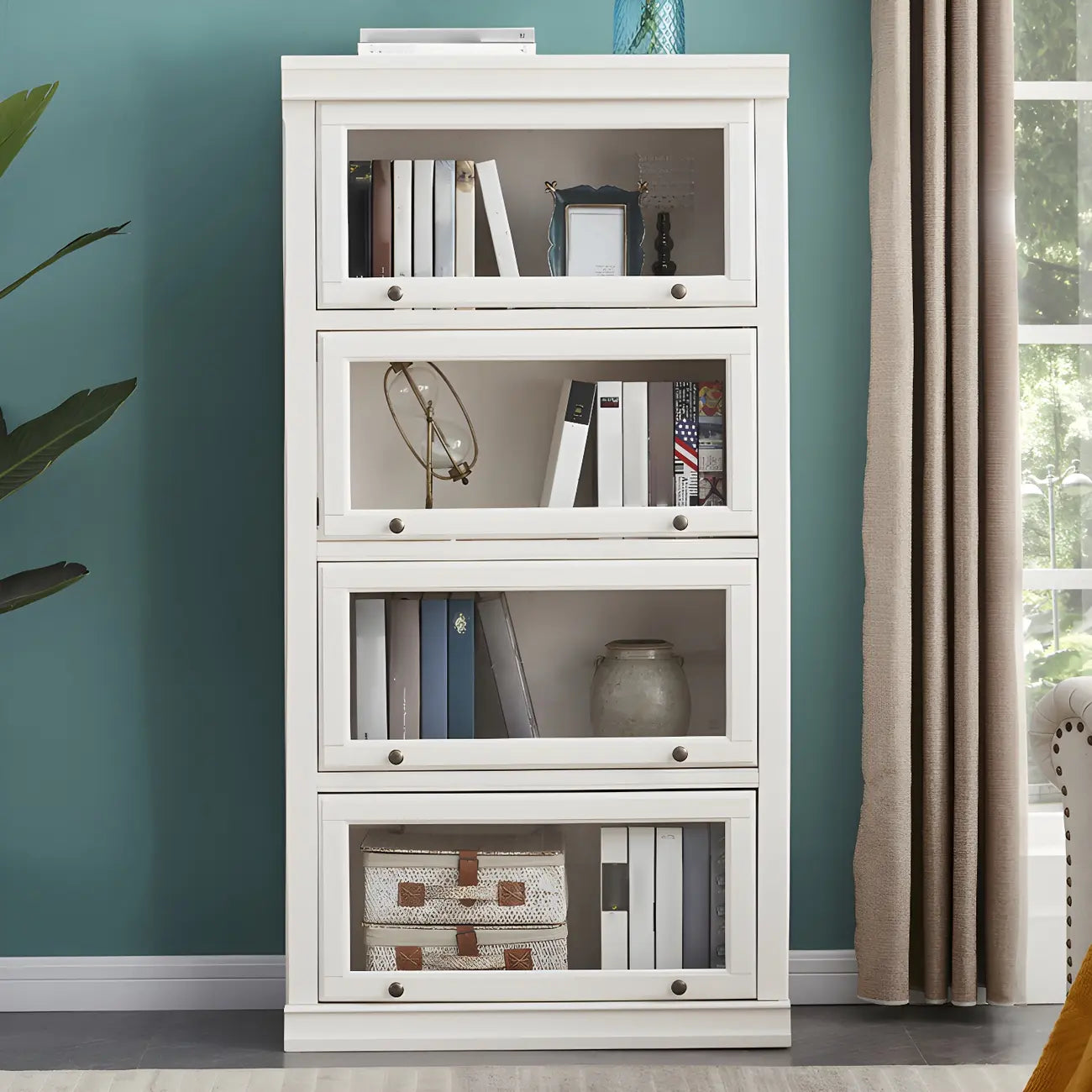 Bibliothèque verticale contemporaine à 3 niveaux en bois blanc