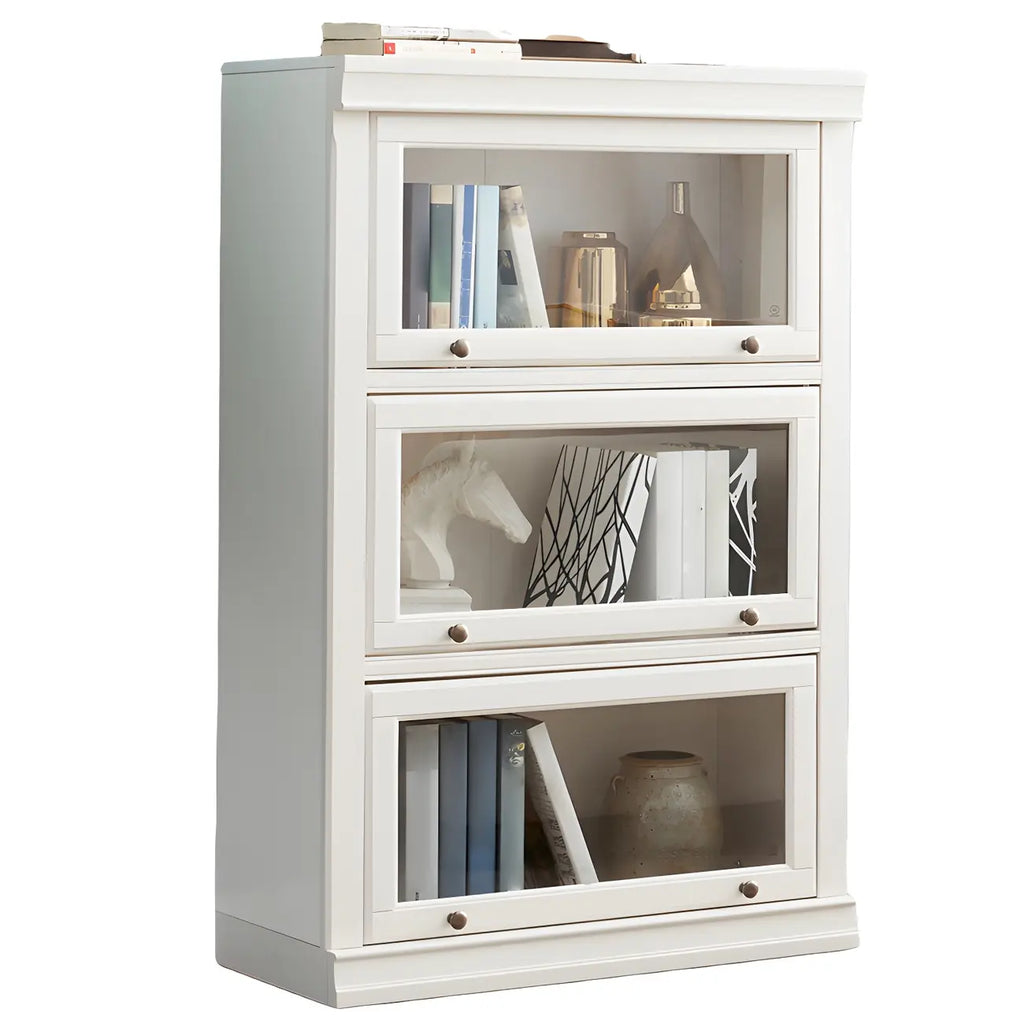 Bibliothèque verticale contemporaine à 3 niveaux en bois blanc