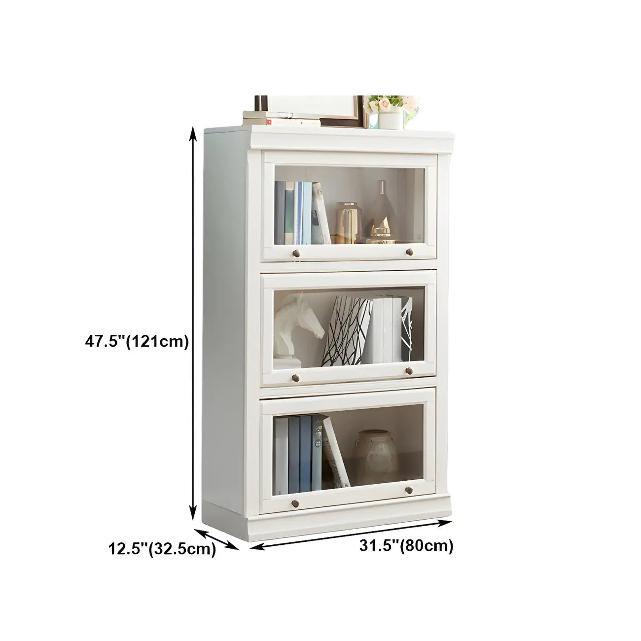 Bibliothèque verticale contemporaine à 3 niveaux en bois blanc