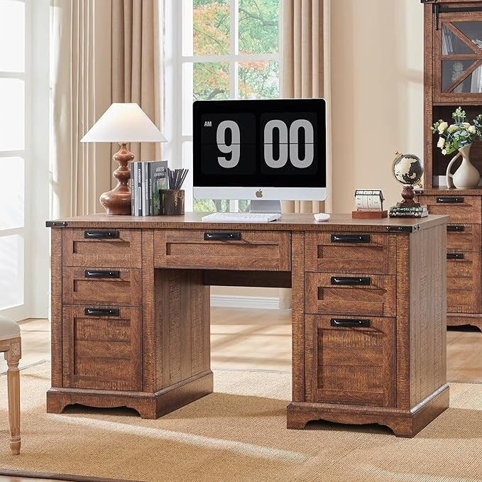 Scrivania da 60 per ufficio in stile rustico, scrivania in legno per ufficio domestico, scrivania per computer