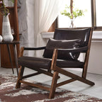 Fauteuil lounge moderne en similicuir avec dossier coussin