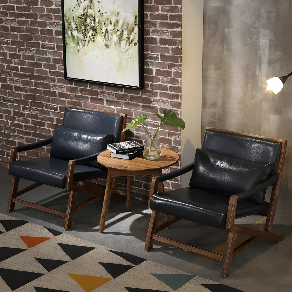 Fauteuil lounge moderne en similicuir avec dossier coussin