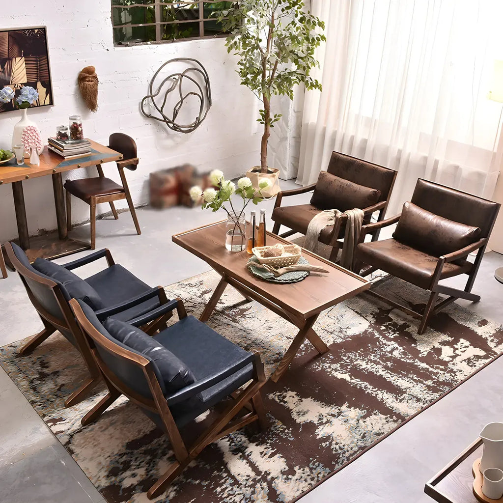 Fauteuil lounge moderne en similicuir avec dossier coussin