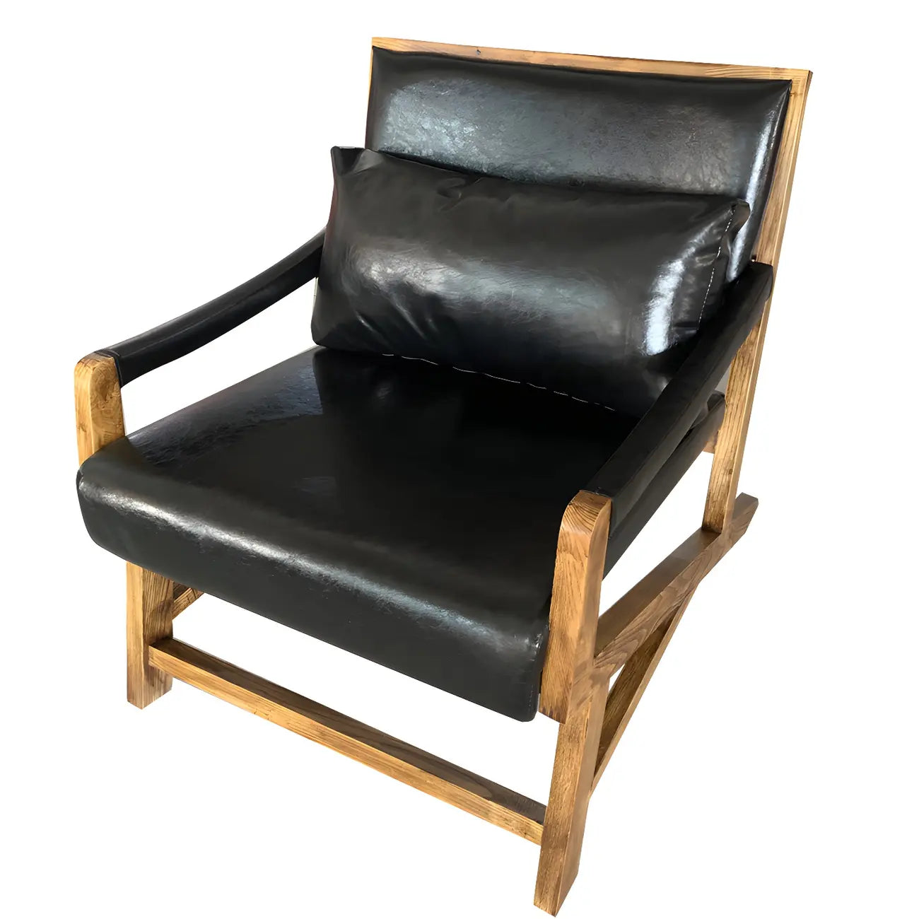 Fauteuil lounge moderne en similicuir avec dossier coussin