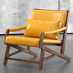 Fauteuil lounge moderne en similicuir avec dossier coussin