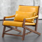 Fauteuil lounge moderne en similicuir avec dossier coussin