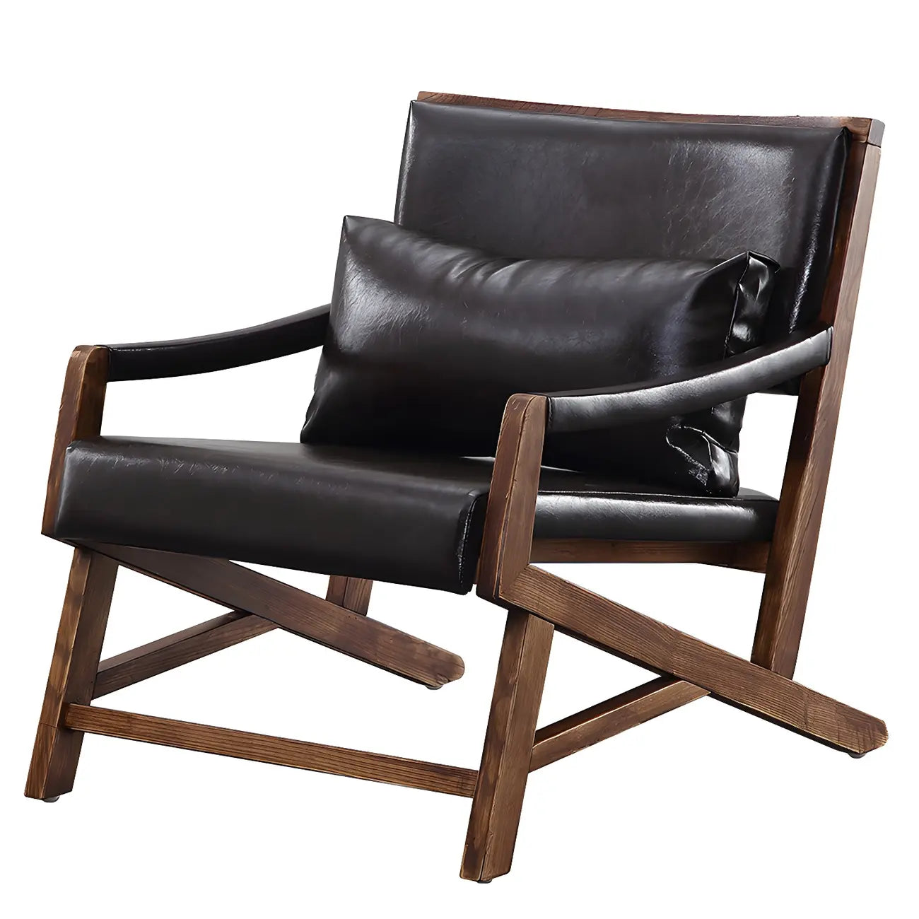 Fauteuil lounge moderne en similicuir avec dossier coussin