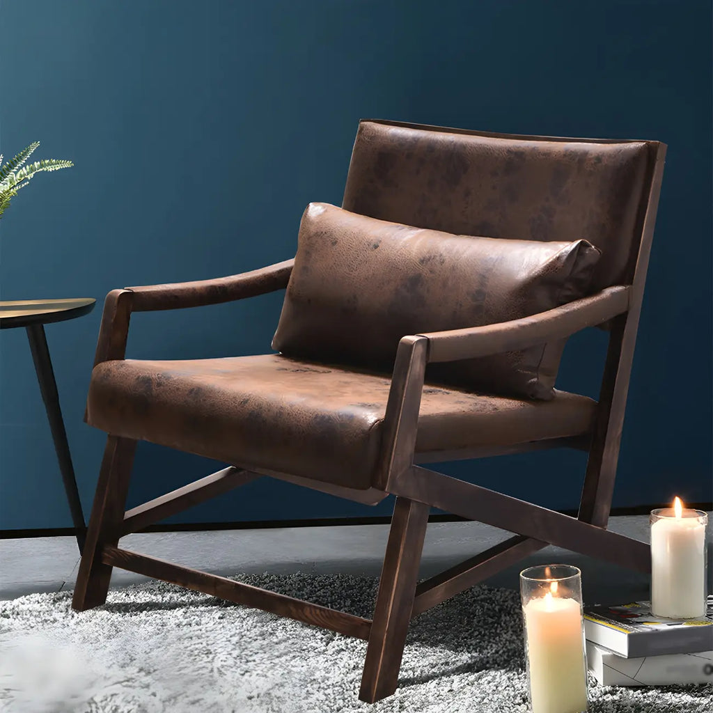Fauteuil lounge moderne en similicuir avec dossier coussin