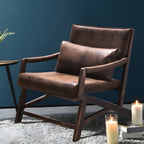 Fauteuil lounge moderne en similicuir avec dossier coussin
