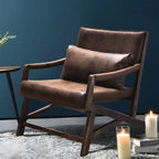 Fauteuil lounge moderne en similicuir avec dossier coussin