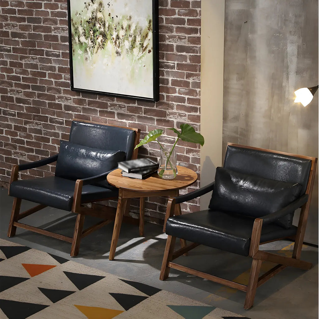 Fauteuil lounge moderne en similicuir avec dossier coussin