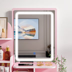 Ensemble coiffeuse avec lumière LED, miroir et tabouret