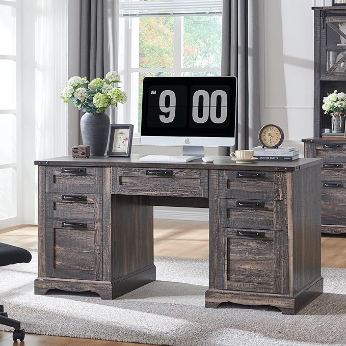 Scrivania da 60 per ufficio in stile rustico, scrivania in legno per ufficio domestico, scrivania per computer