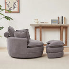 Poltrona girevole oversize con pouf contenitore Moon con 4 cuscini