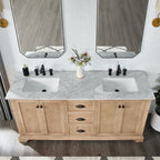 Meuble-lavabo Hervas avec plateau en marbre naturel, sans miroir.