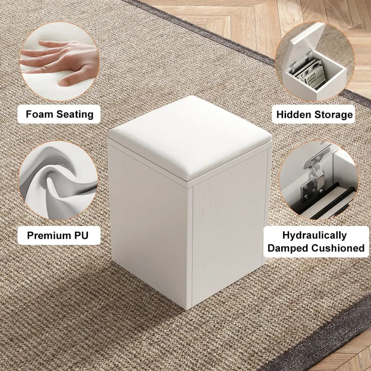 Table basse pliable à plateau relevable avec 4 tabourets et rangement
