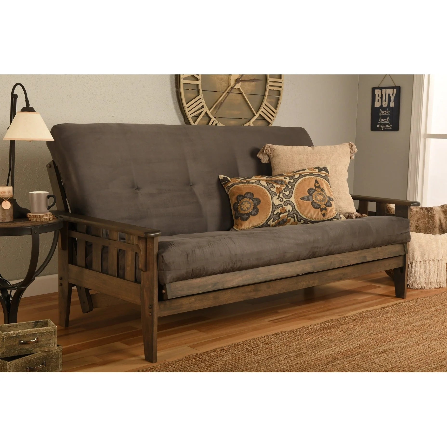 Ensemble futon Somette Tucson pleine grandeur en noyer rustique avec matelas